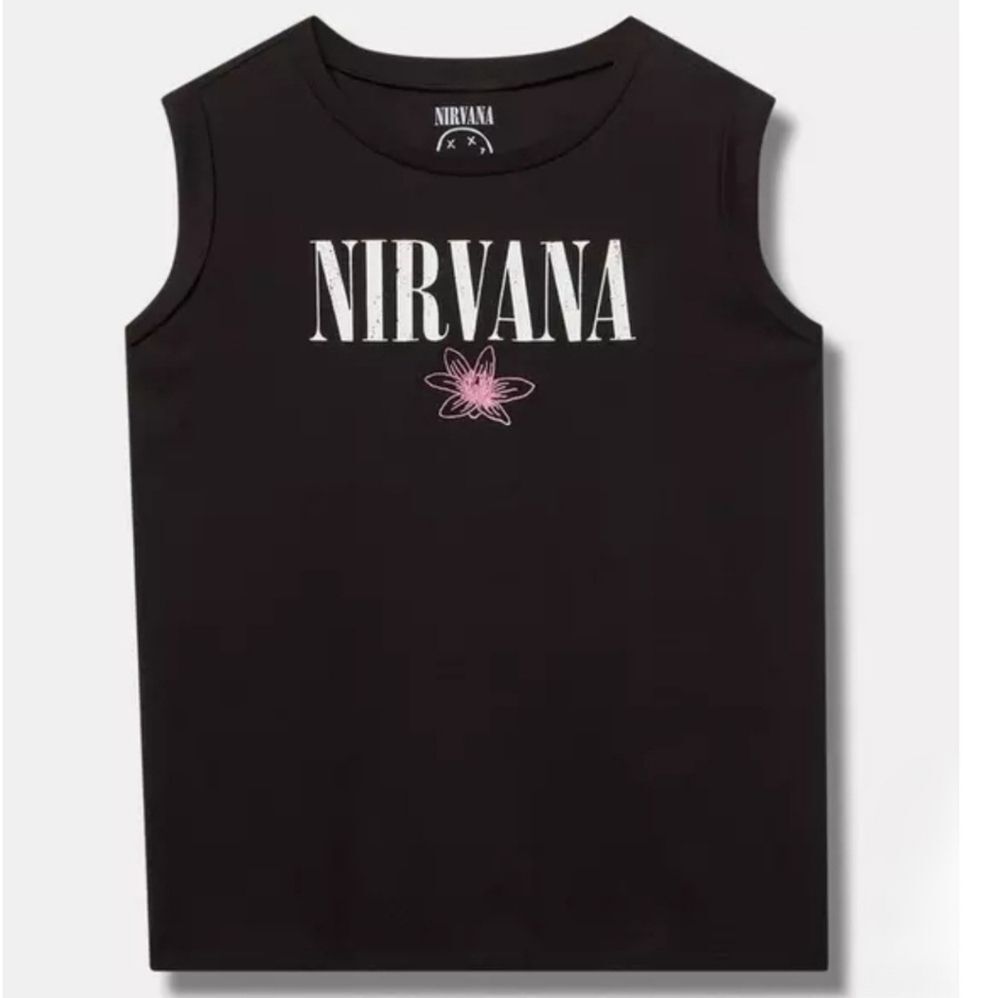 NWT Torrid 2 Nirvana Embroidered Tank Black Pink Cotton AD-1426
